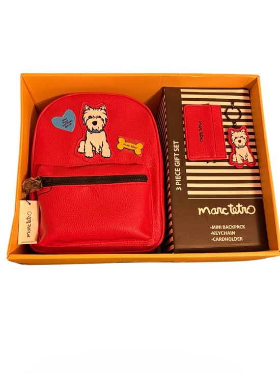 Marc Tetro Handbags - Marc Tetro Red Mini Backpack Gift Set with Keychain & Cardholder